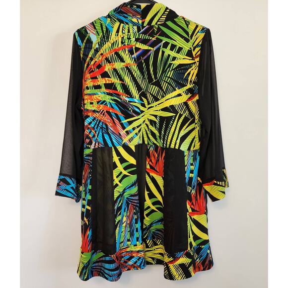 Ali Miles Multicolor Semi-Sheer Duster Cardigan - Flare Waist, Long Sleeve, M - Picture 2 of 9